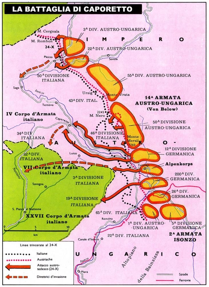 Mappa degli attacchi al fronte italiano